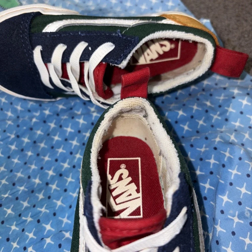 VANS Old Skool Yacht Club Green Blue Yellow Toddler Size 8 Skate Sneakers H16